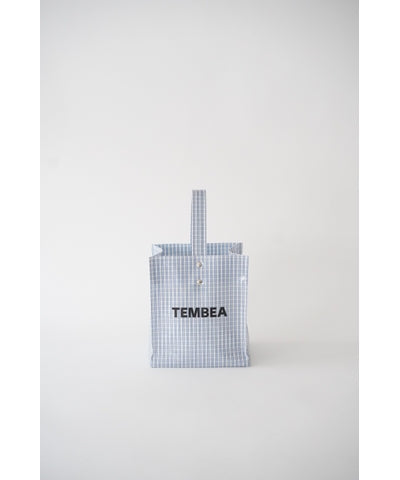 Medium Paper Tote – Checkered Light Blue