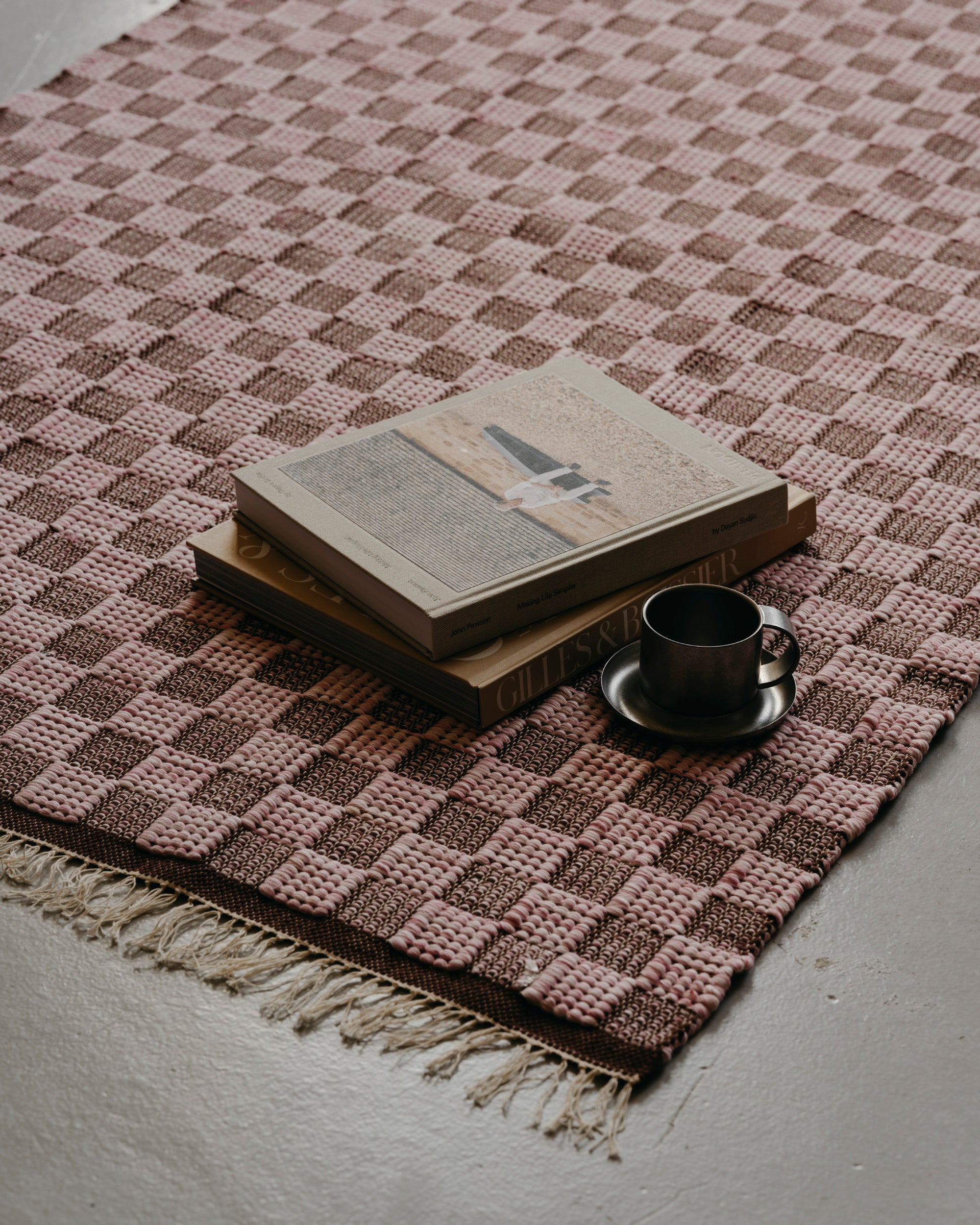 Checkered Weave Rug / Small / Pink-Brown
