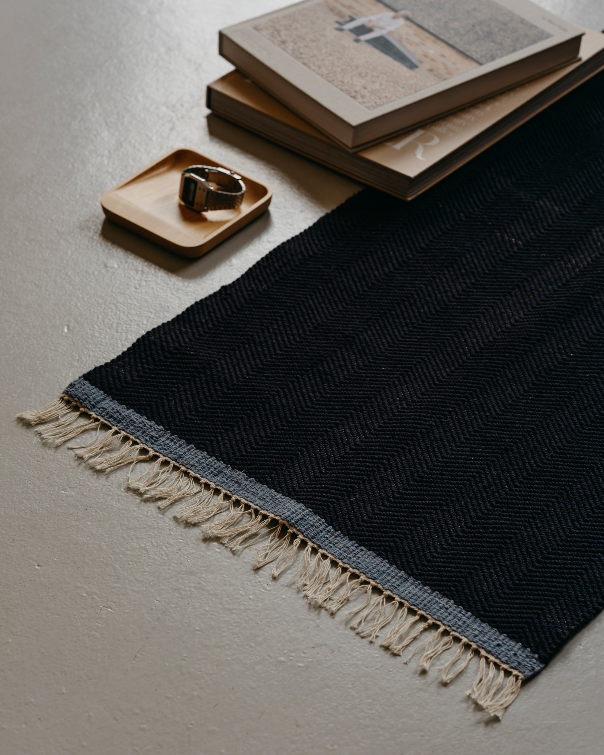 Herringbone Weave Bathmat / Small / Navy