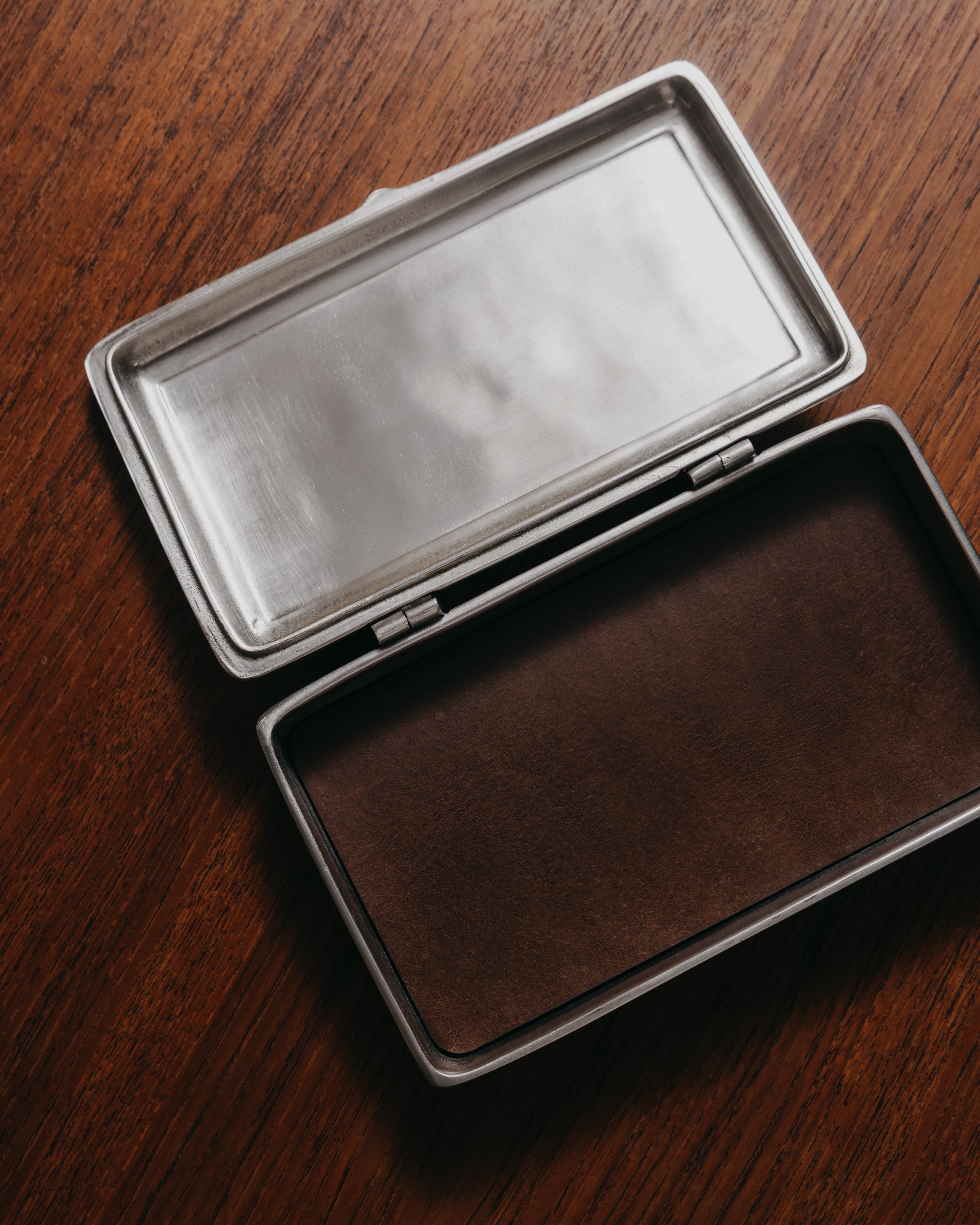 Medieval Pewter & Leather Lidded Box