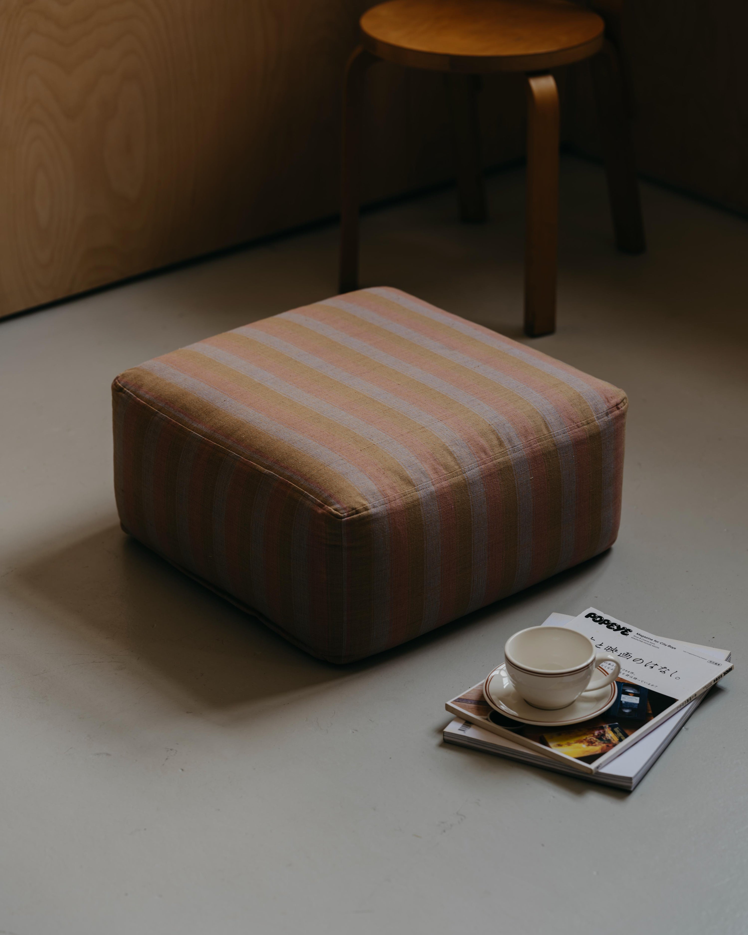 Handwoven Floor Cushion / Pink-Striped