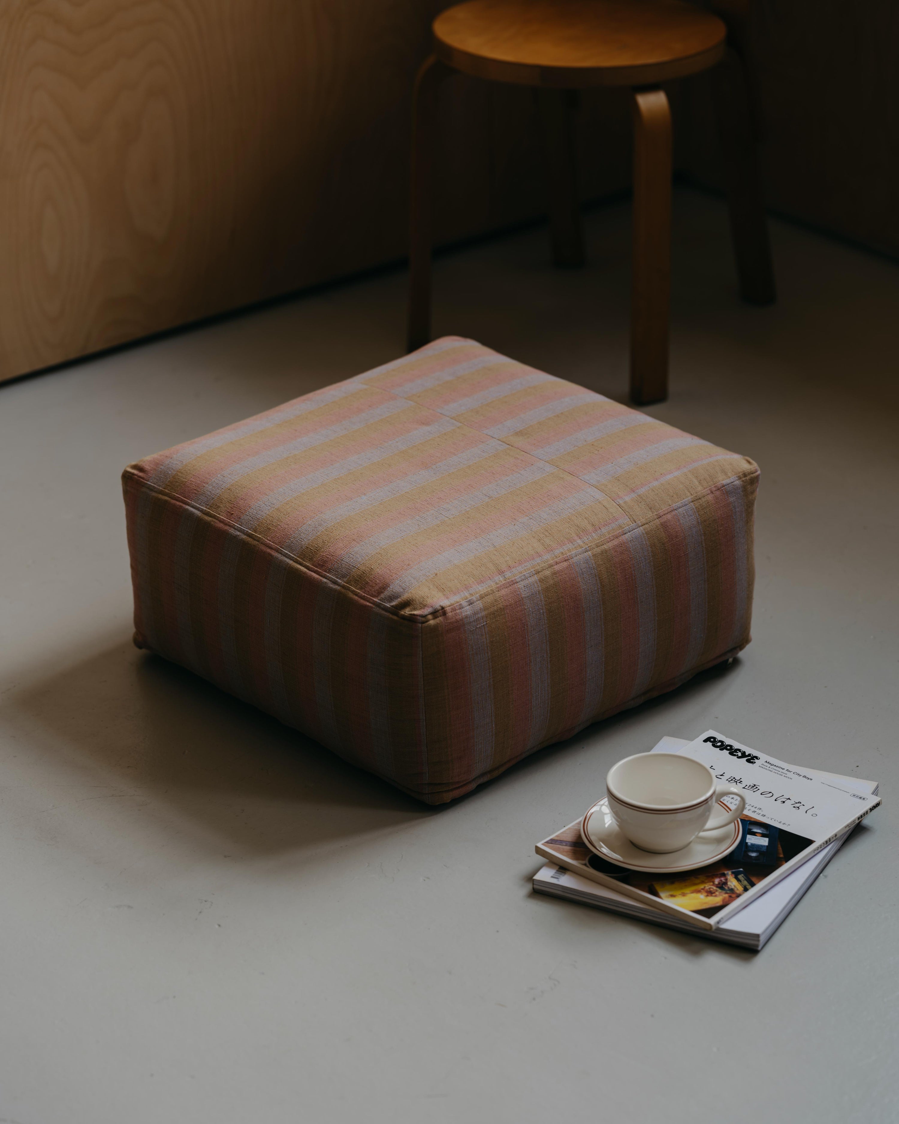 Handwoven Floor Cushion / Pink-Striped