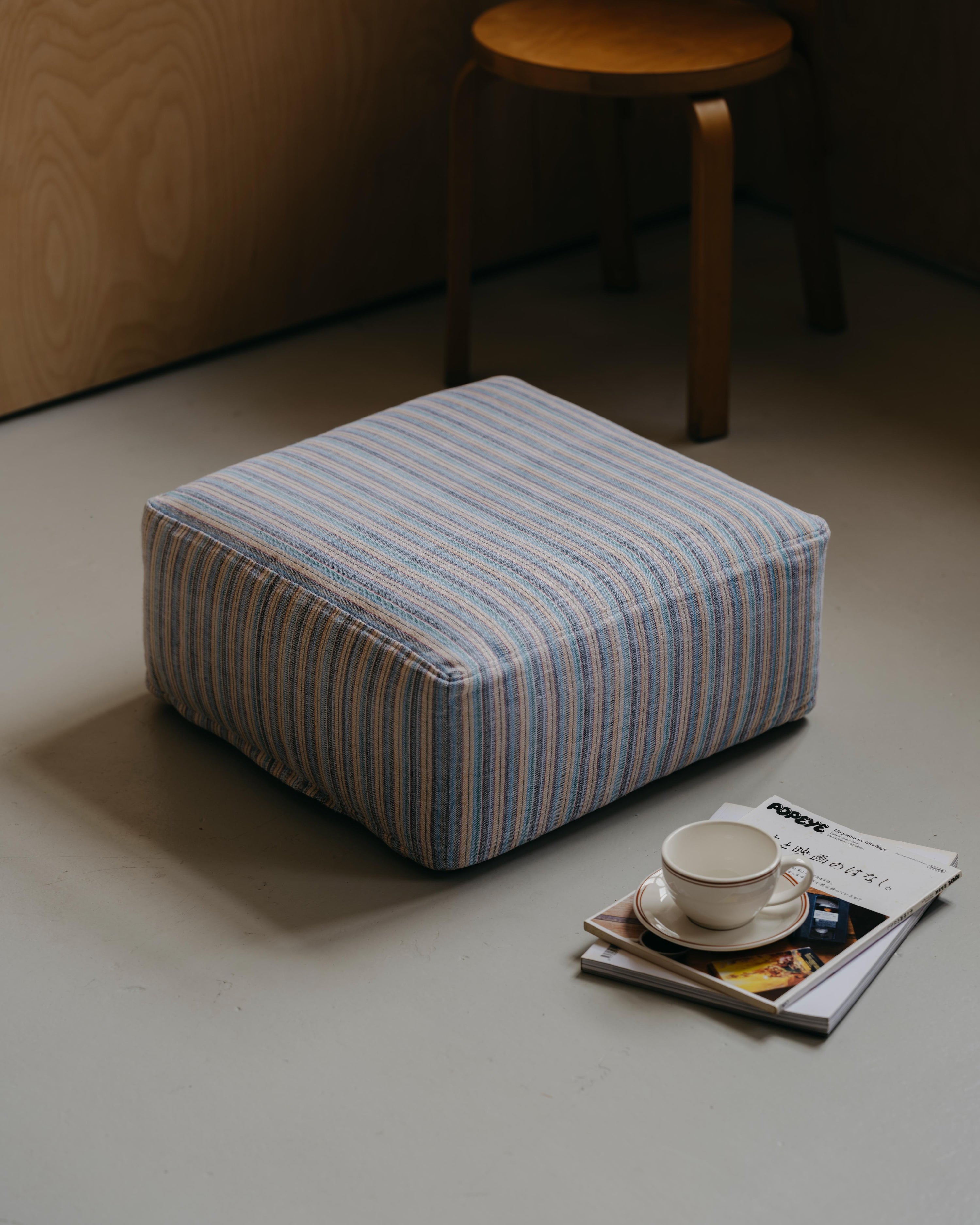 Handwoven Floor Cushion / Multicolour-Striped