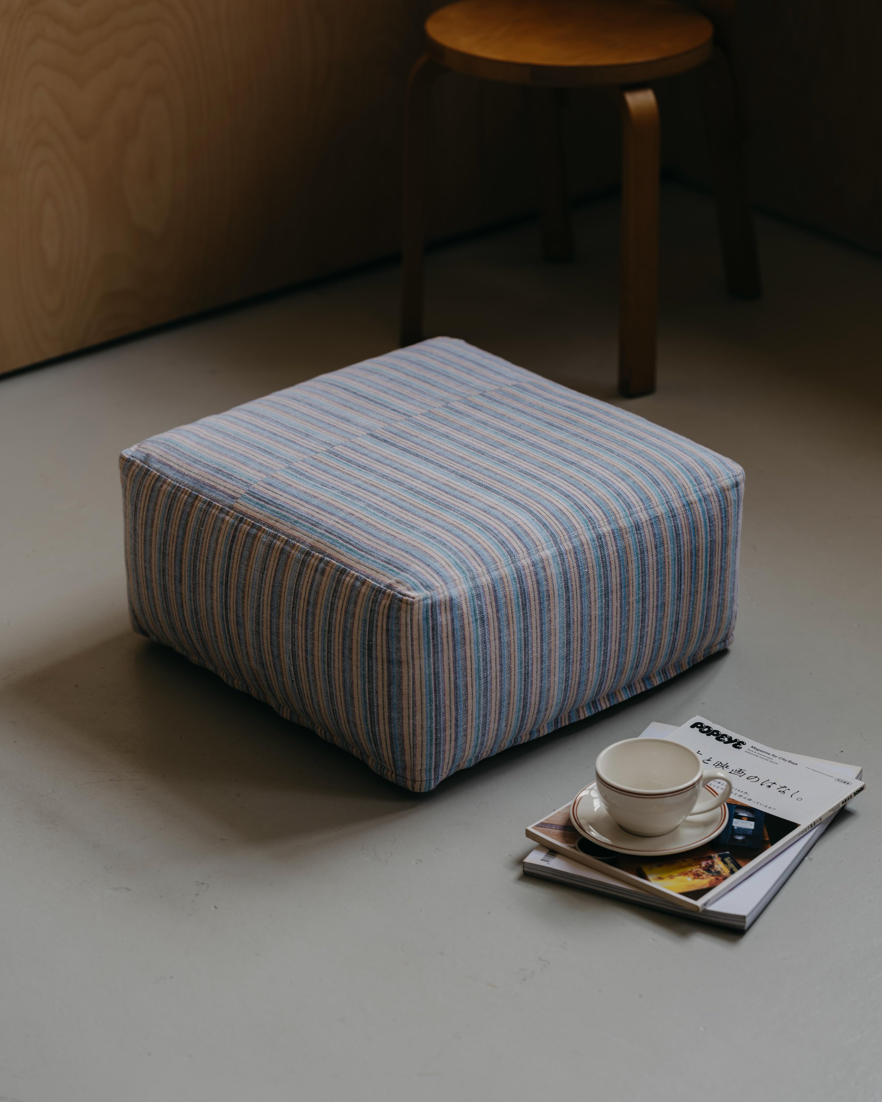 Handwoven Floor Cushion / Multicolour-Striped