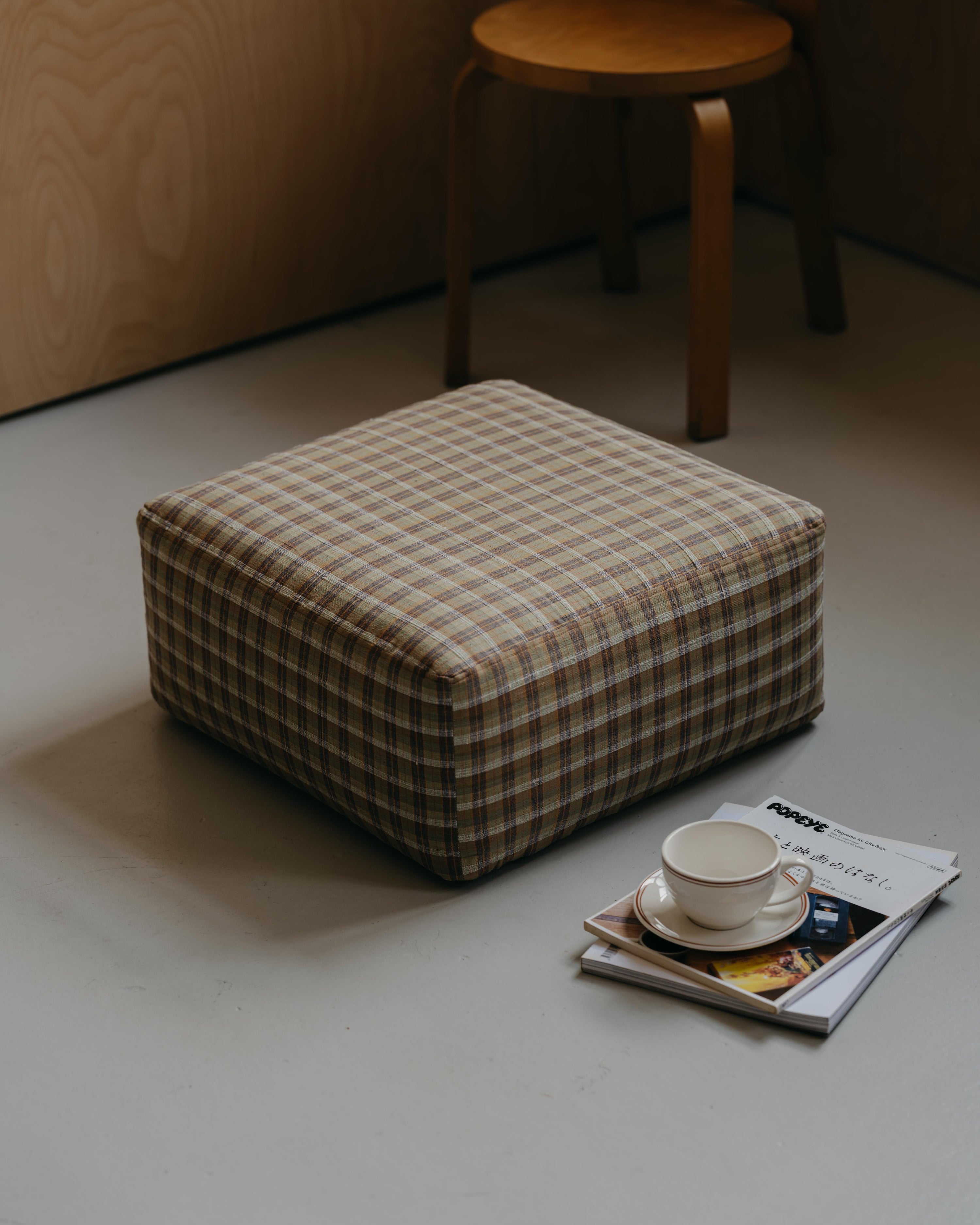 Handwoven Floor Cushion / Plaid