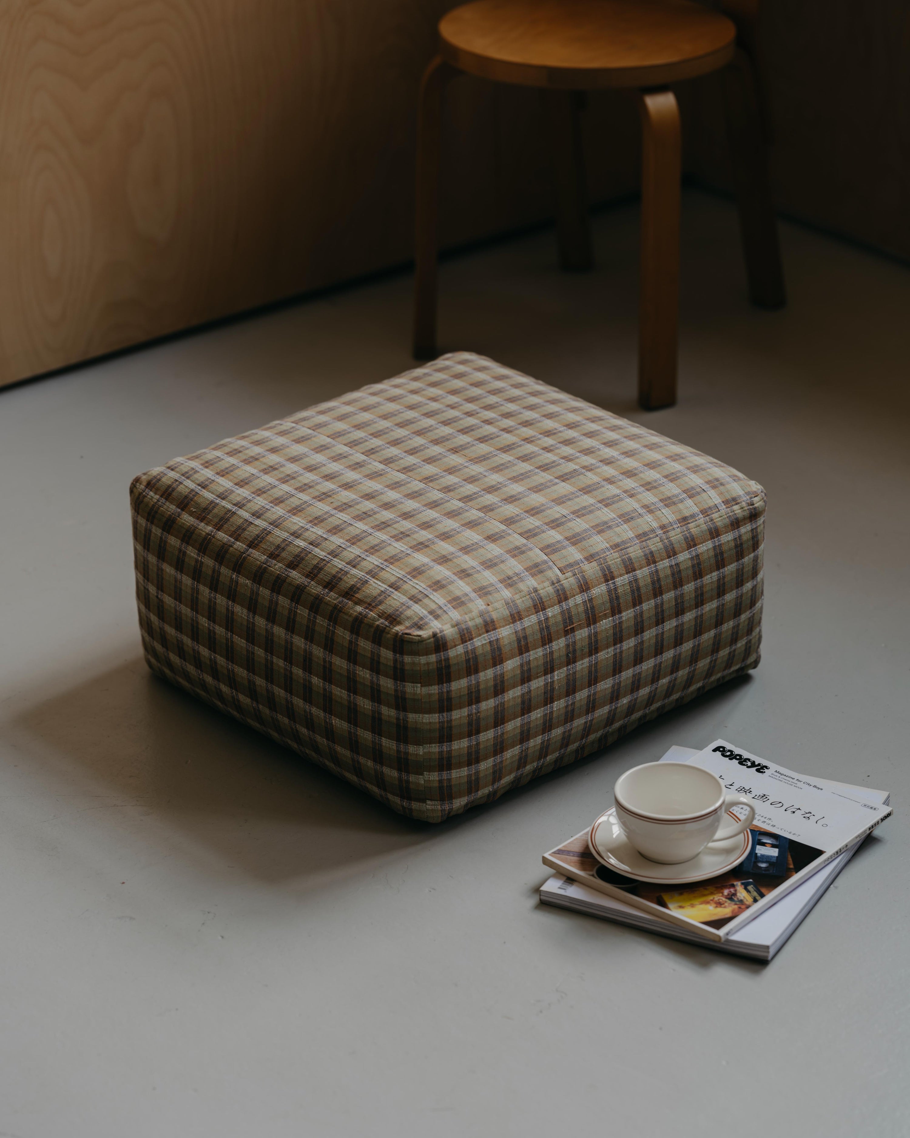 Handwoven Floor Cushion / Plaid