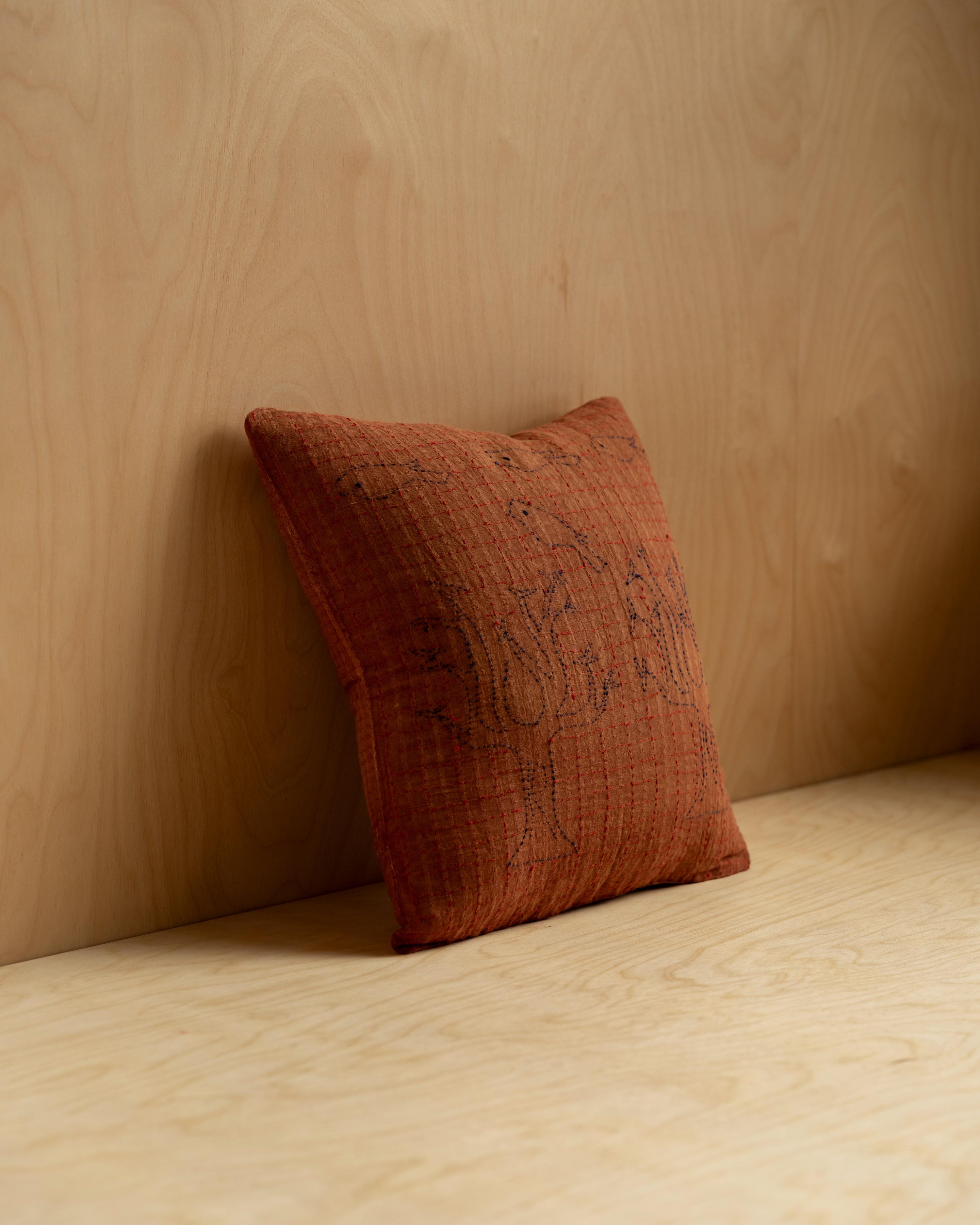 Kantha Cushion / Burnt Orange