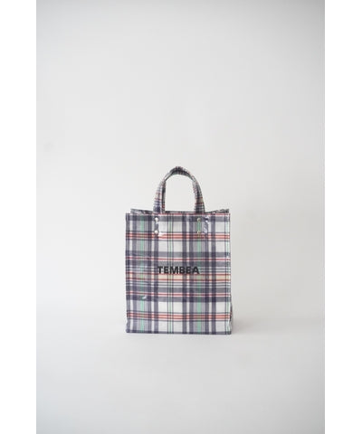 Medium Paper Tote – Checkered Navy